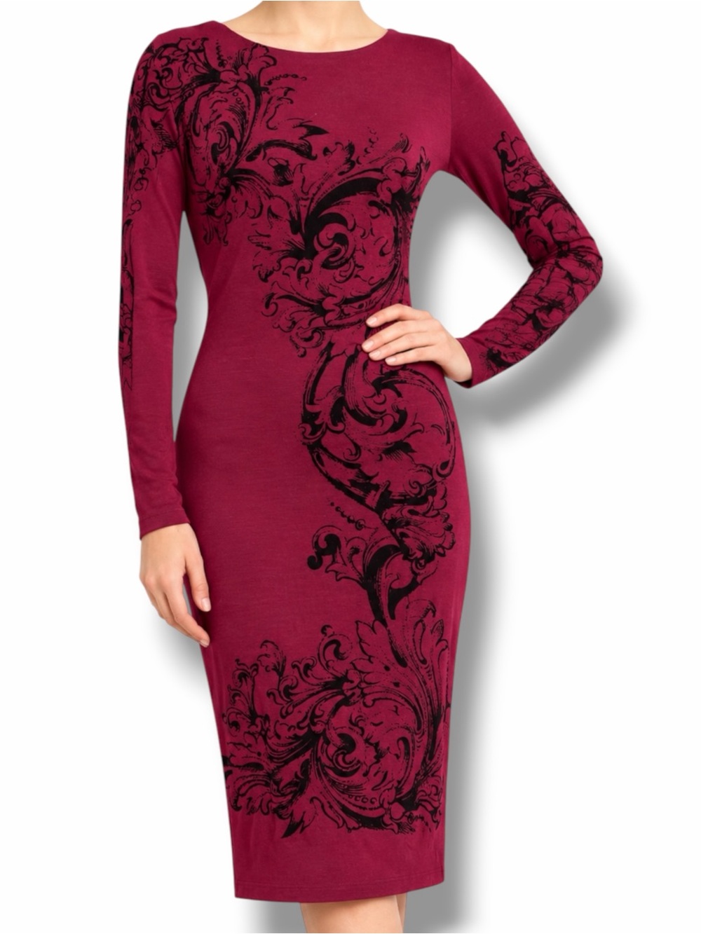 Vintage Cache Soft Jersey Damask Dress Size Medium